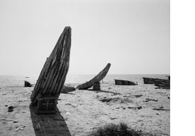 Beached boats in Baia Farta