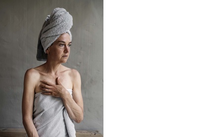 Tamsyn after her shower, Nature’s Valley